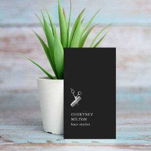Cartão De Visita HairStylist de prata do pente das tesouras do