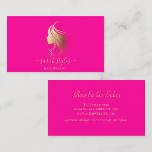 Cartão De Visita Hairstylist Dourada rosa Elegante Minimalista