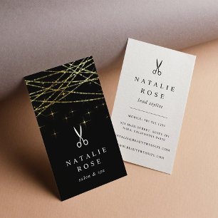 Cartão De Visita Hairstylist dourado da festão