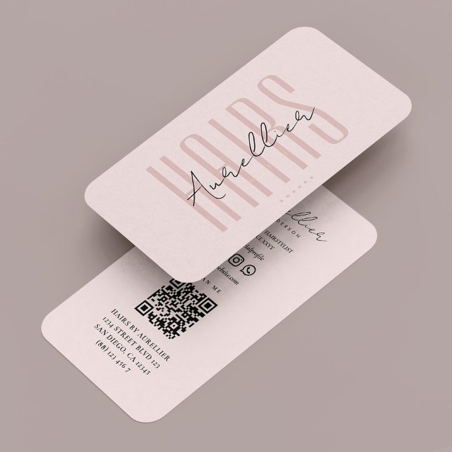 Cartão De Visita Hairstylist Estética do Cabelo Moderno, Pink (Modern Hair Stylist Aesthetic Pink Hairstylist Business Card
)