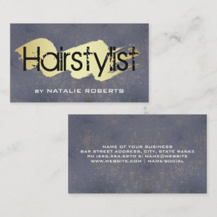 Cartão De Visita Hairstylist Grunge Escribble Dourado