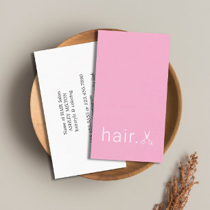 Cartão De Visita Hairstylist mínima de tesouras brancas de Rosa ele