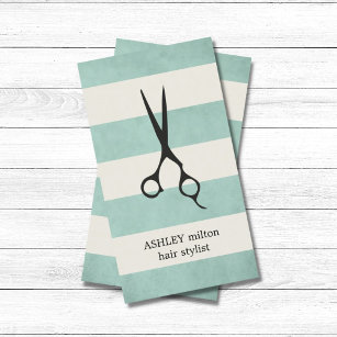 Cartão De Visita Hairstylist para as velhas faixas brancas verdes m