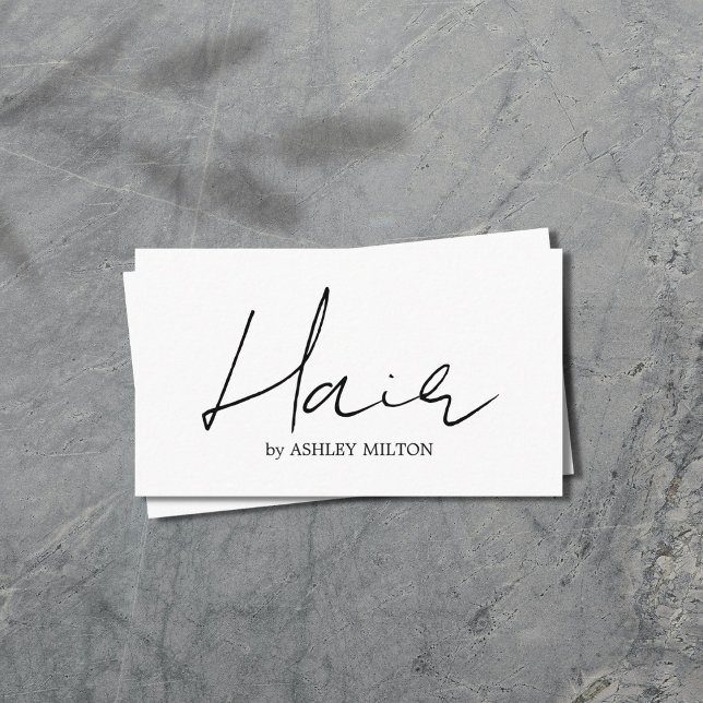 Cartão De Visita Hairstylist preto minimalista (Criador carregado)