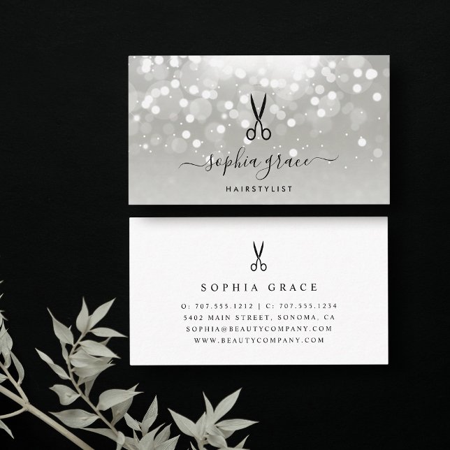 Cartão De Visita Hairstylst do Brilho de Platina (Criador carregado)