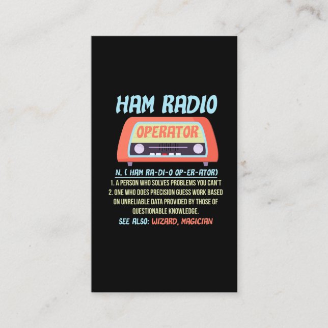 Cartão De Visita Ham Rádio Operador Definição Amador Rádio Hobby (Frente)