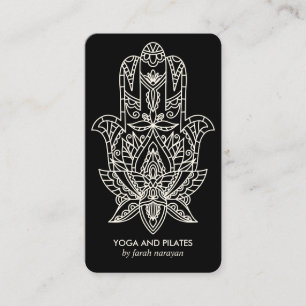 Cartão De Visita Hamsa  Black Wellness spa massage yoga holistic