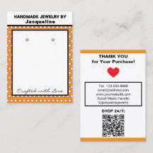 Handmade Earrings Orange White Polka Dots