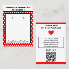 Cartão De Visita Handmade Earrings Red White Polka Dots