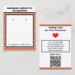 Cartão De Visita Handmade Earrings Terra Cotta White Polka Dots