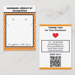 Cartão De Visita Handmade Jewelry Orange White Polka Dots