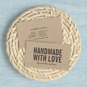 Cartão De Visita Handmade rústico com meios sociais Kraft do amor