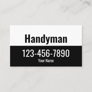 Cartão De Visita Handyman Black and White Text Modelo