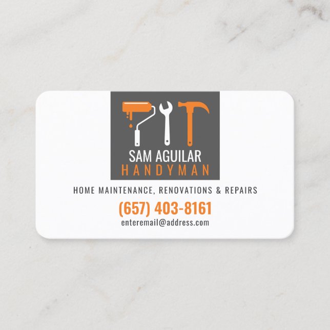 Cartão De Visita Handyman Business Card Modern Design (Frente)