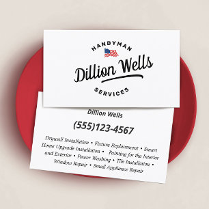 Cartão De Visita Handyman Carpenter American Flag