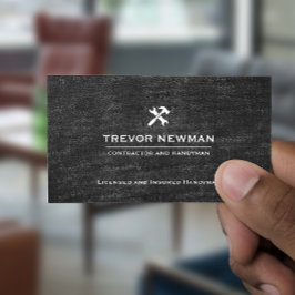 Cartão De Visita Handyman Carpenter Construction Grunge Black