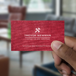 Cartão De Visita Handyman Carpenter Construction Grunge RED