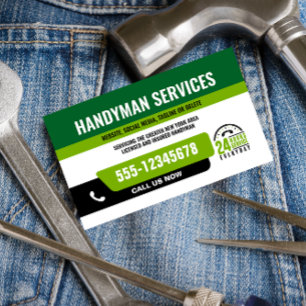 CARTÃO DE VISITA HANDYMAN CORRIJA A CARA DE REPARO URGENTE VERDE PR