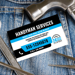 CARTÃO DE VISITA HANDYMAN CORRIJA A CARA URGENT REPAIR PRETO