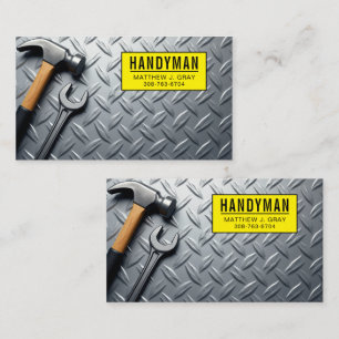 Cartão De Visita Handyman - Fundo de metal industrial com ferrament