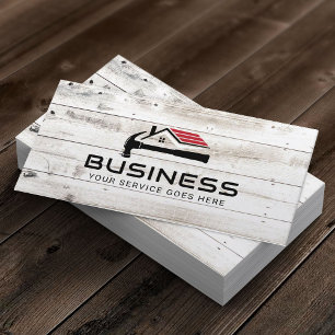 Cartão De Visita Handyman House Repair Service Rustic Wood