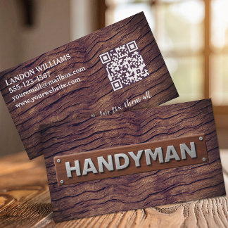Cartão De Visita Handyman Maintenance Repair Service Wood QR Code
