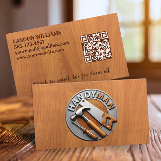Cartão De Visita Handyman Maintenance Repair Service Wood QR Code