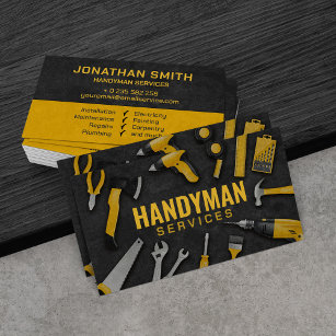 Cartão De Visita Handyman oferece ferramentas amarelas grunge