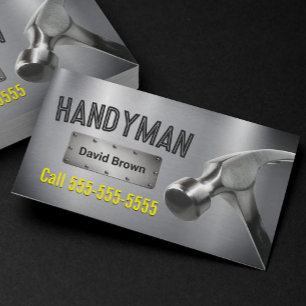 Cartão De Visita Handyman Professional Big Hammer Metal Steel