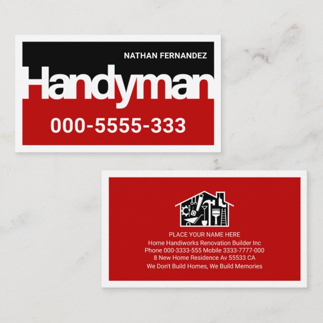 Cartão De Visita Handyman Signage Frame Builder  (Frente/Verso)