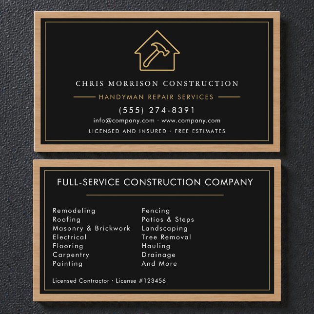 Cartão De Visita Handyman Wood Texture (Criador carregado)