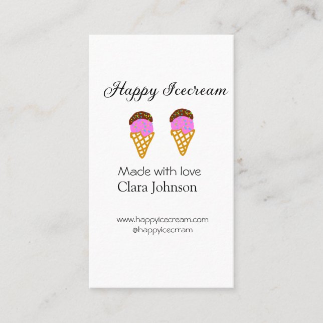 Cartão De Visita Happy Icecream add name website social media  (Frente)