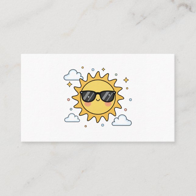 Cartão De Visita Happy Smiling Sun Cartoon - Minimalist Kawaii Suns (Frente)