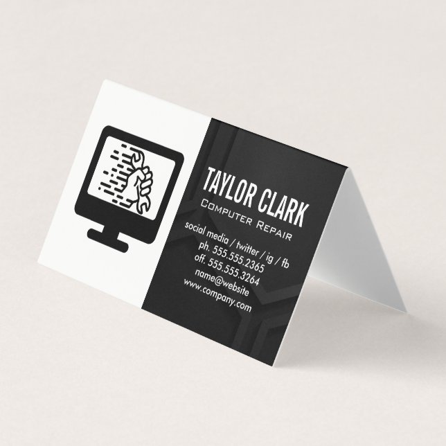 Cartão De Visita Hardware do computador | Wrench na Mão (Frente)