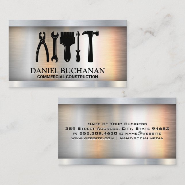 Cartão De Visita Hardware | Ferramentas de Carpintaria (Frente/Verso)