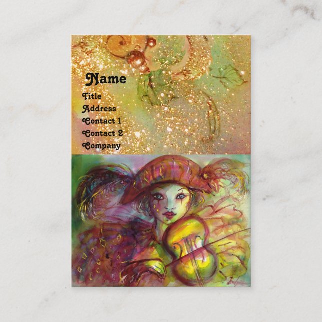 Cartão De Visita HARLEQUIN , faíscas verdes amarelas vermelhas (Frente)