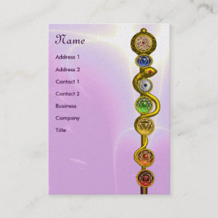 CARTÃO DE VISITA HASTE DE ASCLEPIUS, 7 CHAKRAS, IOGA, ENERGIA