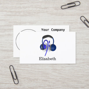 Cartão De Visita Headset Azul Tocando Algum Bass Clássico
