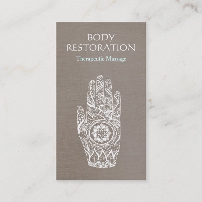 Cartão De Visita Healer Espiritual Henna Lotus Tatuagem Mão 3 (Frente)