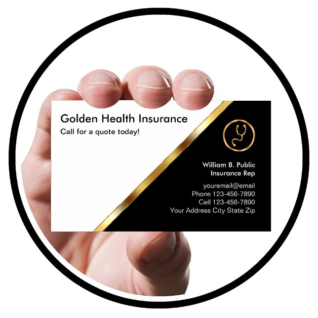 Cartão De Visita Health Insurance Classy Business Cards (Criador carregado)