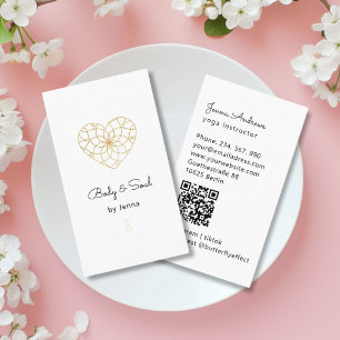 Cartão De Visita Heart Mandala Yoga Massage Wellness Código QR