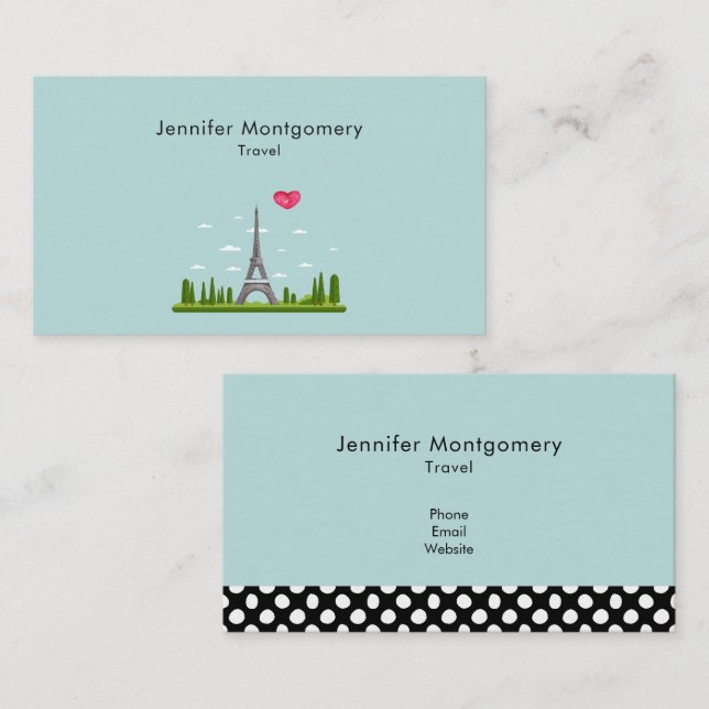 Cartão De Visita Heart Paris com Torre Eiffel (Frente/Verso)