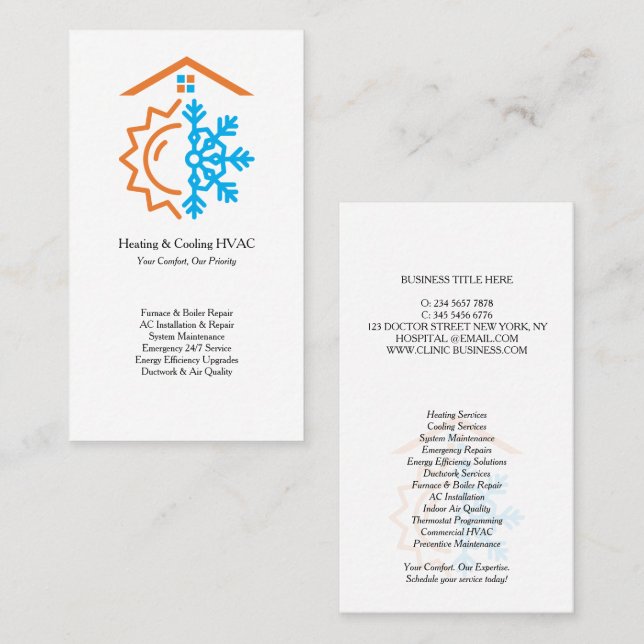 Cartão De Visita Heating Cooling Experts HVAC (Frente/Verso)