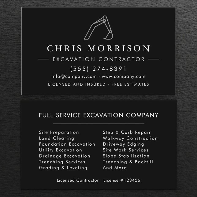 Cartão De Visita Heavy Equipment Excavation Operator Contractor  (Criador carregado)
