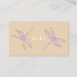 Cartão De Visita Hello beige rustic dragonflies insect illustration