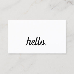 Cartão De Visita Hello Typografia Script Black White Minimalist