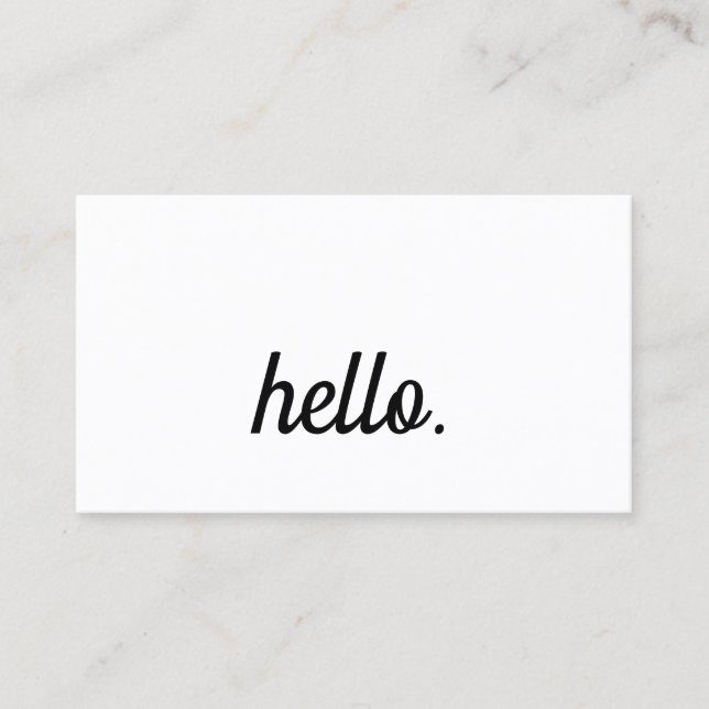 Cartão De Visita Hello Typografia Script Black White Minimalist (Frente)