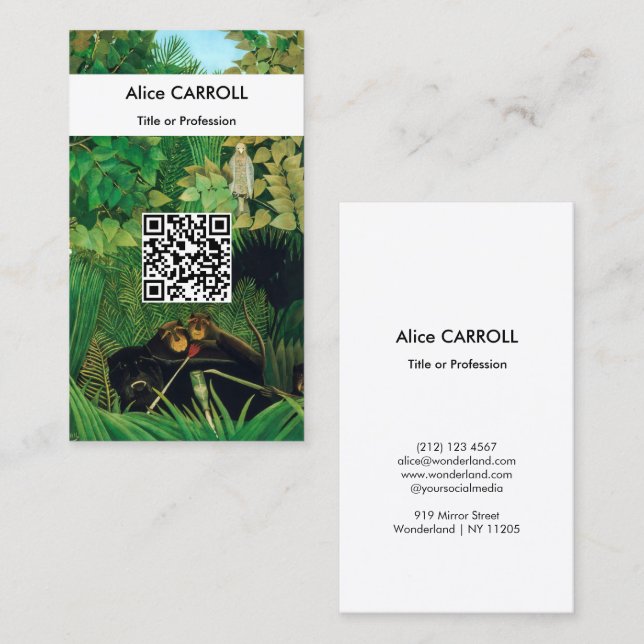 Cartão De Visita Henri Rousseau - Os Bufões Alegres - Código QR (Frente/Verso)