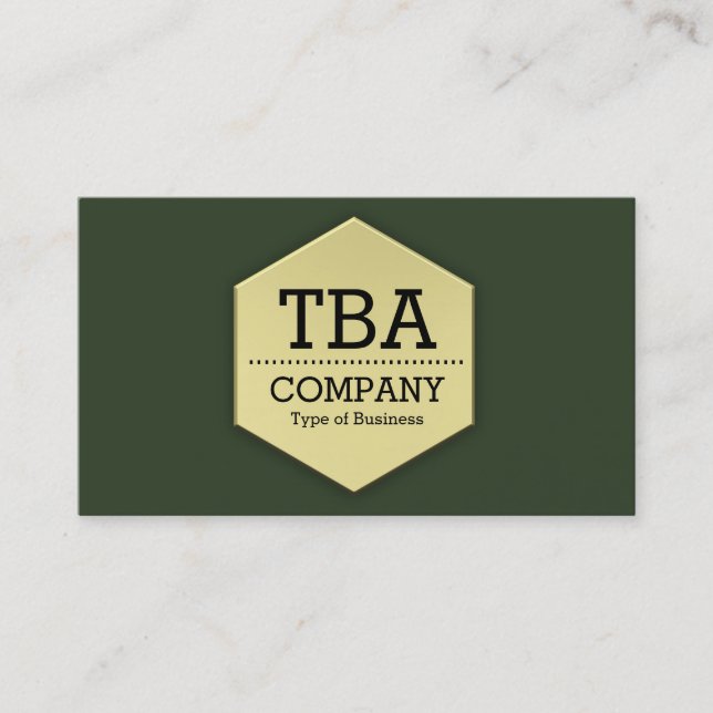 Cartão De Visita Hexágono Dourado - Verde Hunter (Frente)