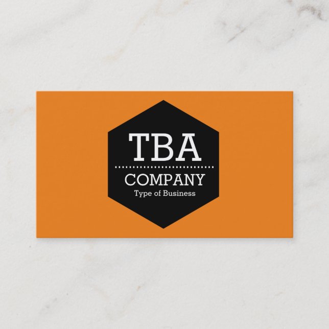 Cartão De Visita Hexágono Preto - laranja f17f18 (Frente)